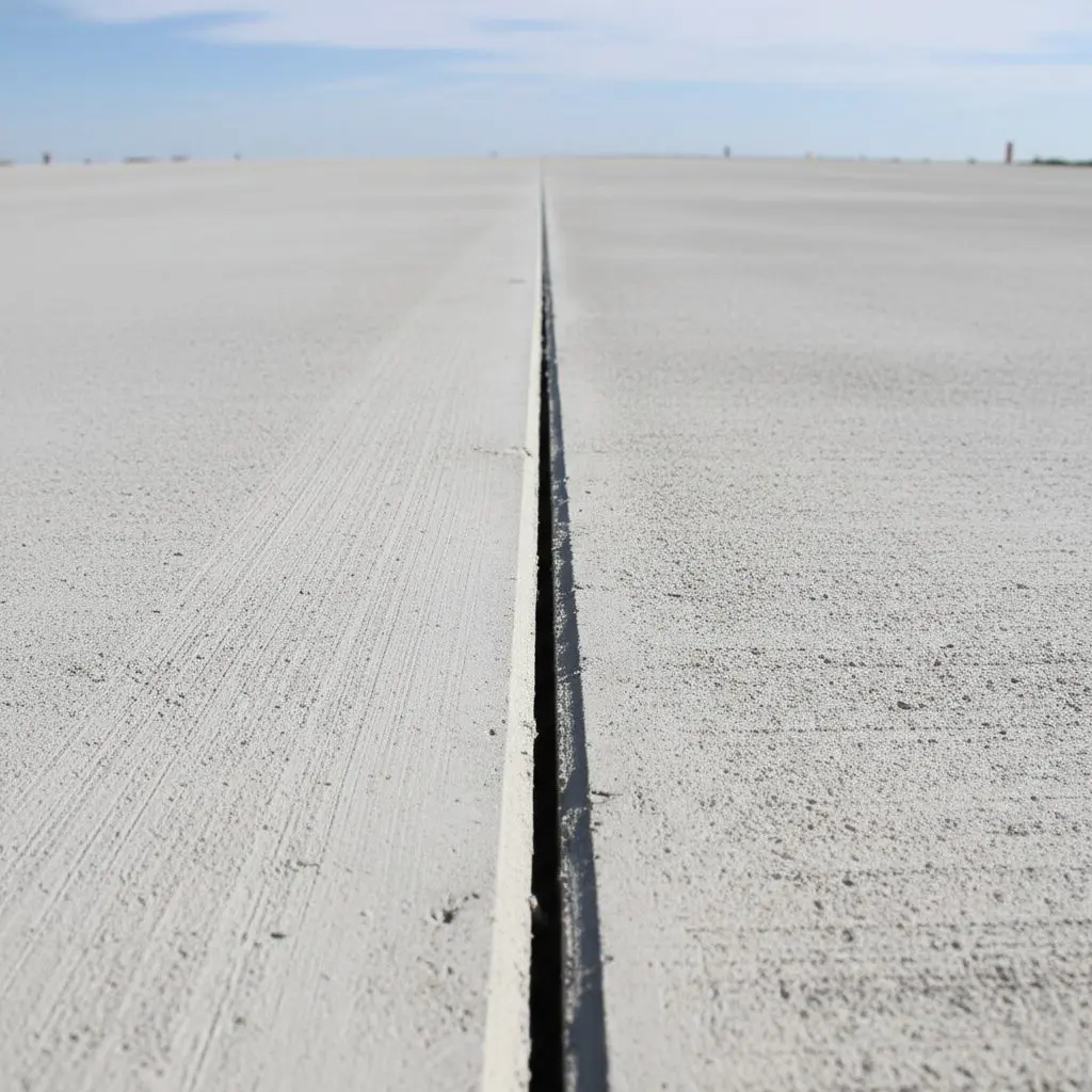A close view of a trowel finishing the wet edge of a freshly poured concrete slab, forms still in place along the border.