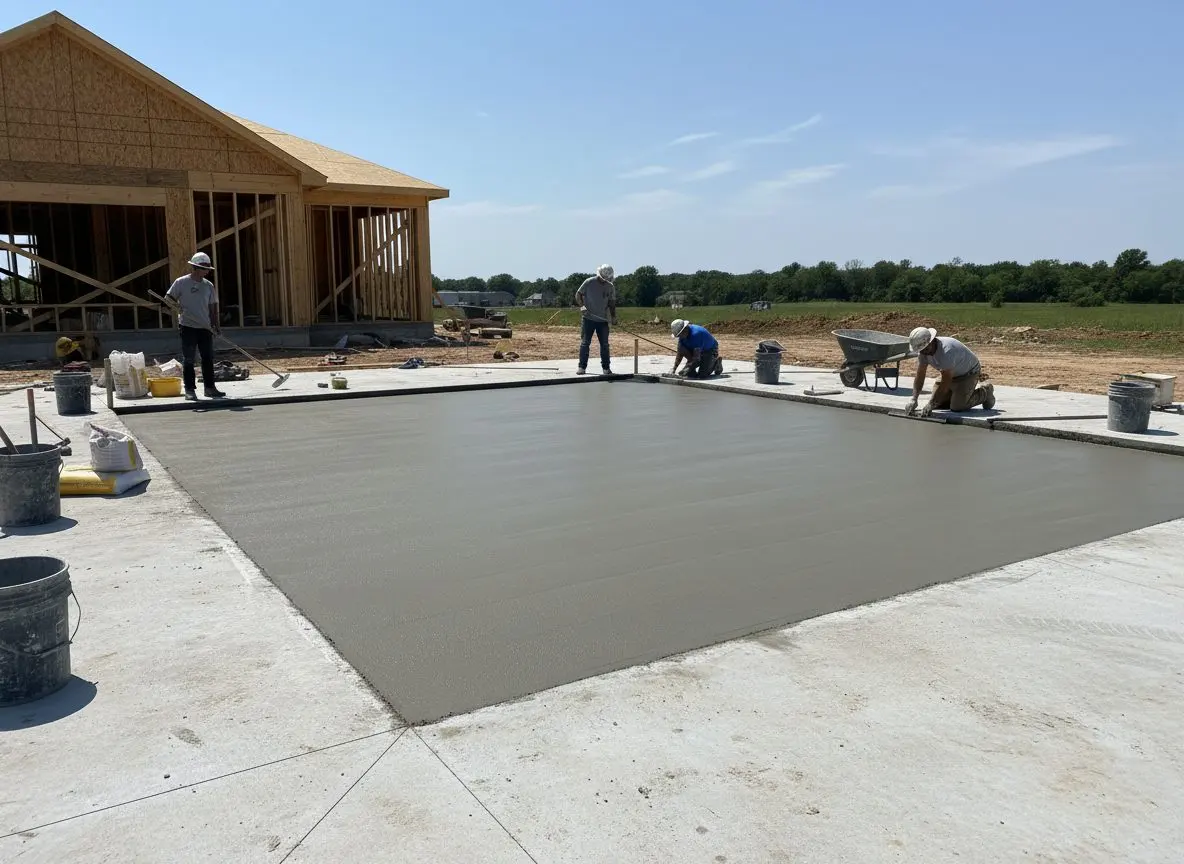 A repaired concrete slab, releveled and flush with the surrounding surface.